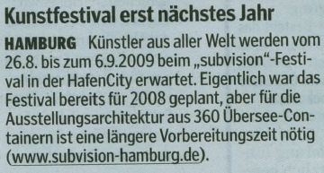 Zeitungsmeldung Morgenpost zu Subvision Zeitungsmeldung Morgenpost zu Subvision